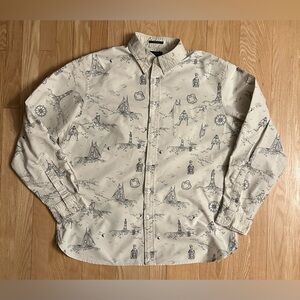 Lands End Sail Rigger Oxford Nautical Button Down Long-Sleeved, Men’s Large